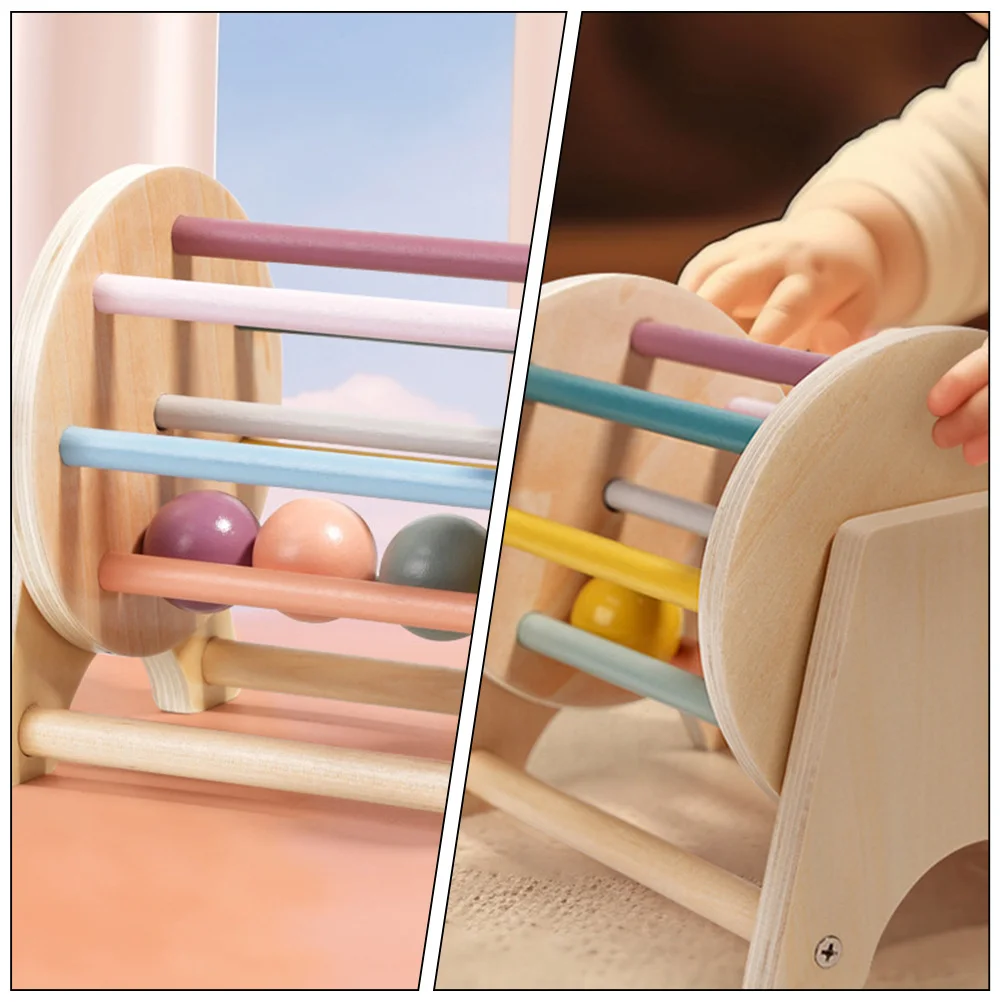 Tamburo tessile in legno Strumento educativo per l'apprendimento Montessori Tamburo rotante colorato Sviluppo precoce Coordinazione occhio-mano