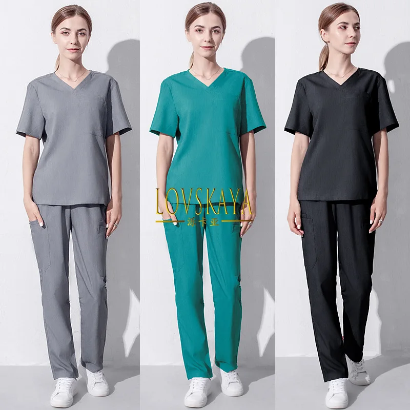 Short sleeved pet beauty hospital surgical suit hand washing clothes female doctor work clothes elastic brush hand clothes