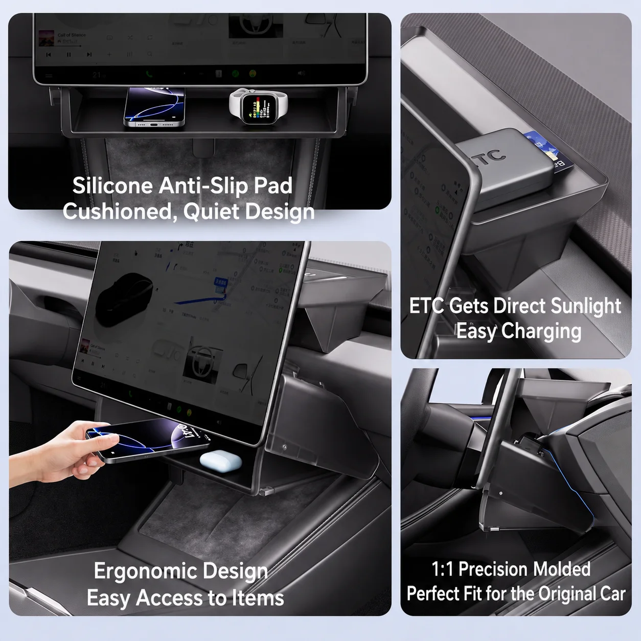 For New Tesla Highland Model 3 Y Standard Juniper Tray Magnetic Under Screen Fold Storage Box ETC Screen Storage Box Accessories view 3