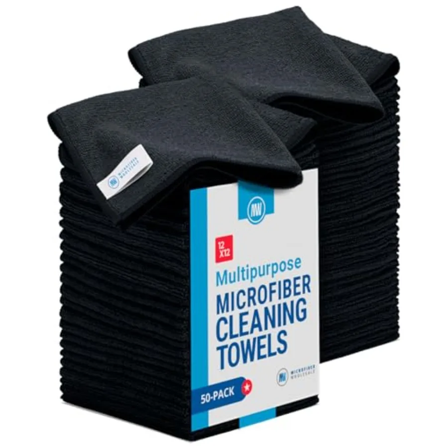 

12" x 12" Cleaning Cloths 50 Pack Reusable Towels Wash Rags Dust Cloth All-Purpose: Kitchen Dish Cars Shop Glass