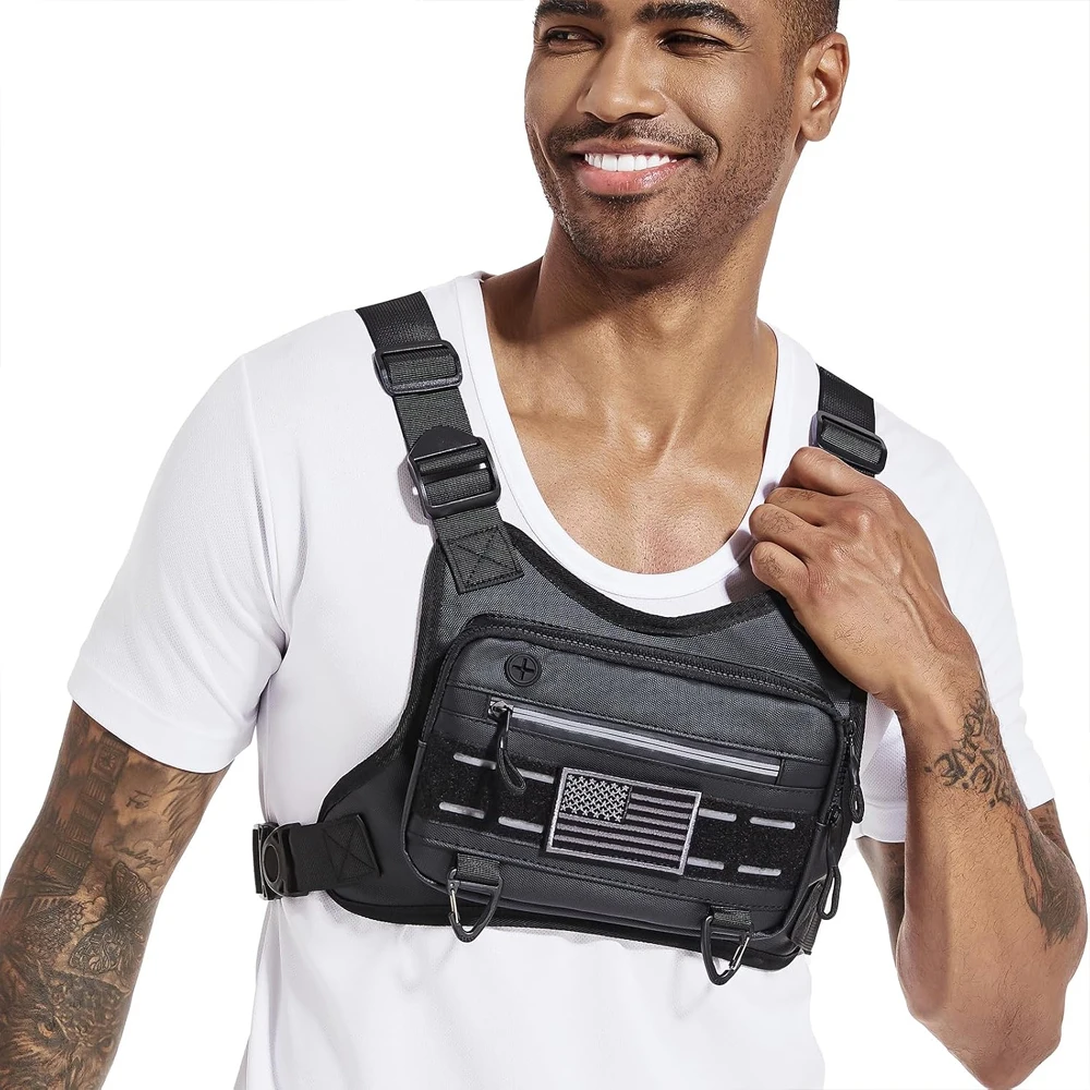 Sportliche Brusttasche für Damen und Herren, wasserabweisend, leicht, mit integriertem Handyfach, ideal zum Laufen, Radfahren, für das Fitnessstudio, für den täglichen Gebrauch und vielseitig einsetzbar. – Detail 4