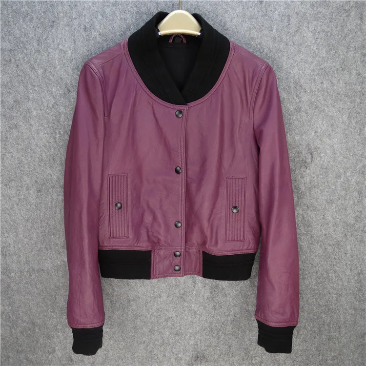 2023年新作 レディース スリムフィット ニュージーランド産シープスキンレザー ジャケット オルト ベースボール スレ コート アシンメトリー ロング スリーブ 通勤 スレ