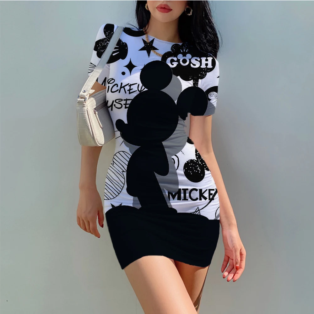 Summer Evening Dress Dress Disney Minnie Mickey Mouse Girls Casual Dress Party Kid/Adult Parent-Child Dress Beach Party Style