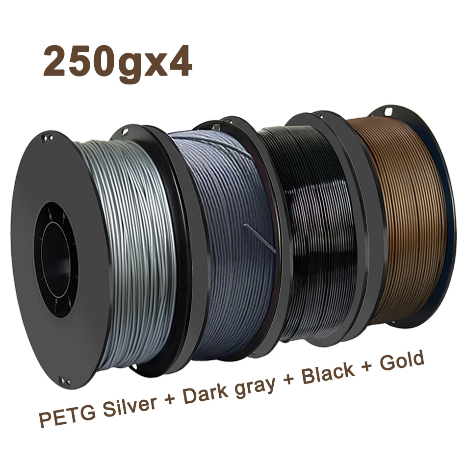 

250 г 1 кг PETG золотая нить для 3D-принтера 1,75 мм проволока вакуумная упаковка petg серебристо-черный фламент для 3D-печати темно-серый petg 250gx4