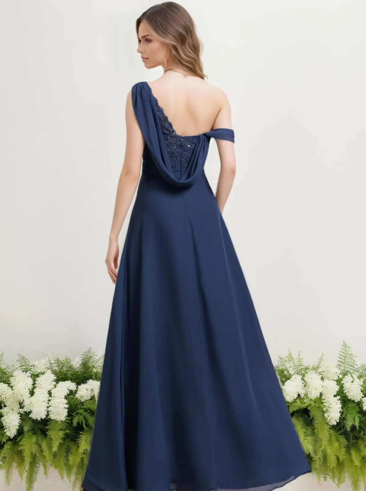 فستان زفاف شيفون نسائي مخصص مع فتحة جانبية أنيقة ترتر فستان أم العروس مزين بالدانتيل فستان سهرة للحفلات الراقصة