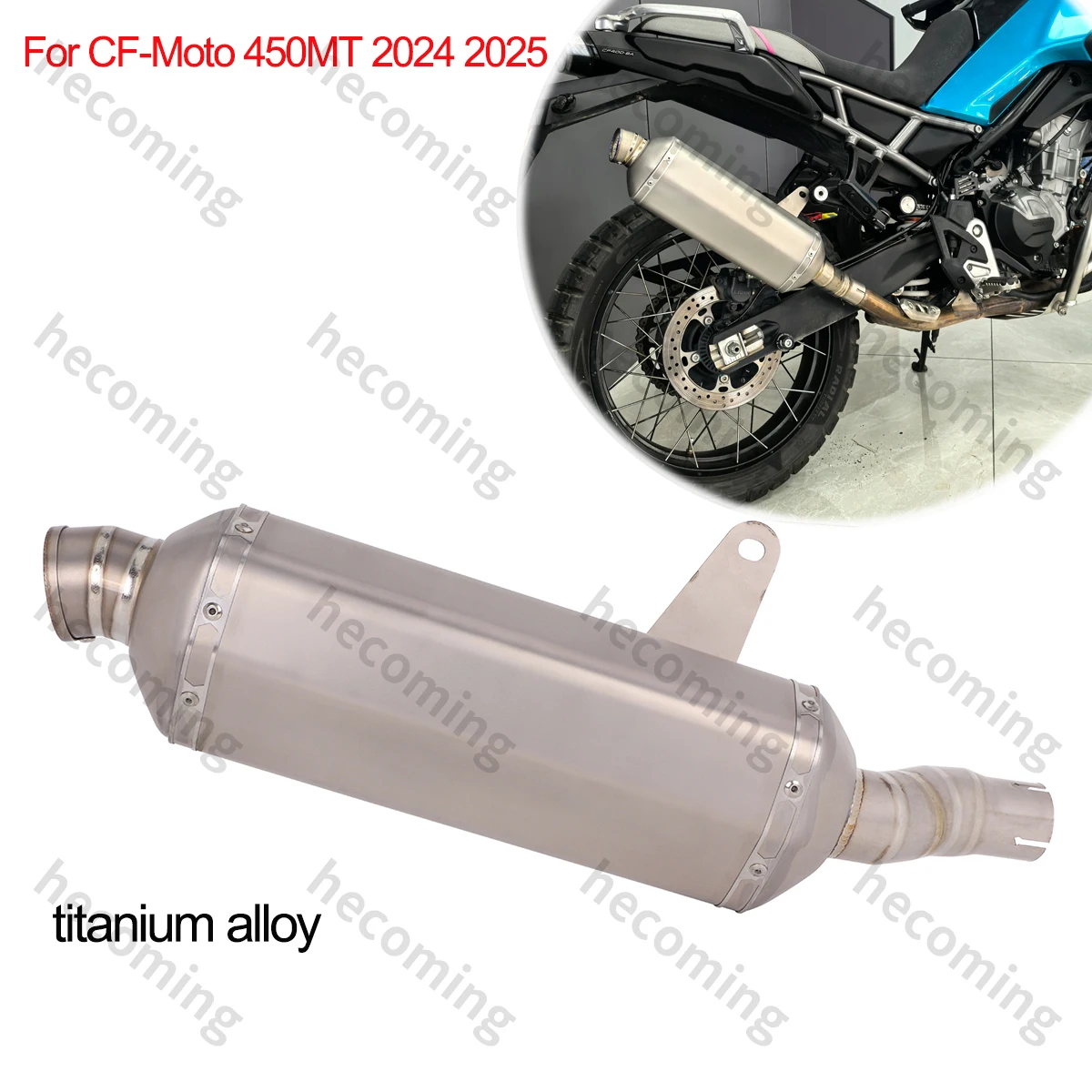 

Slip On For CF-Moto 450MT Exhaust Escape Muffler Header Mid Pipe with Baffle 2024 2025 Titanium Alloy