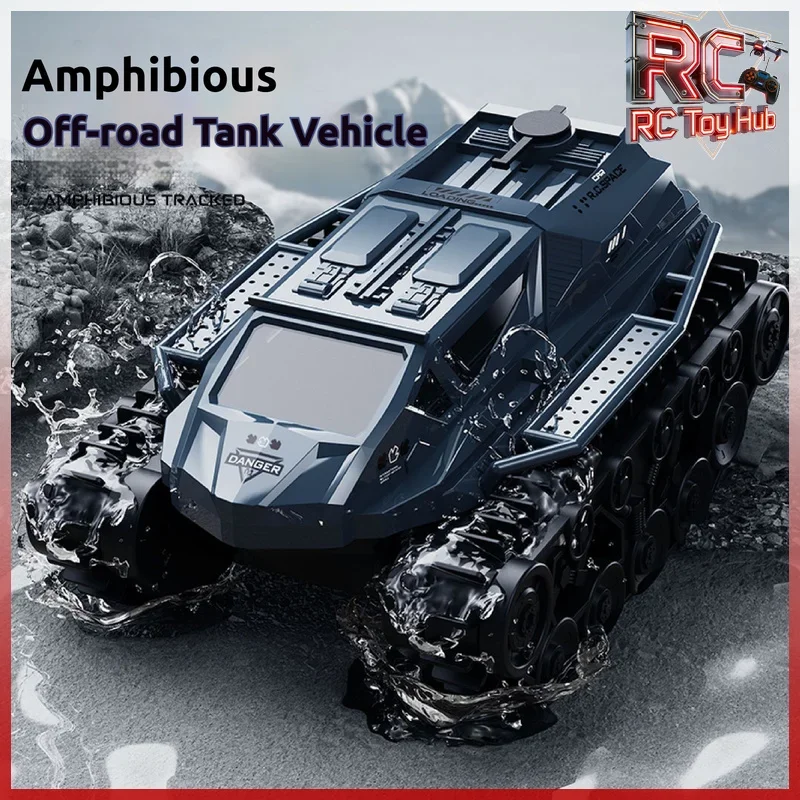 Amphibious RC Car Spray Fog Tracked RC Tank With led light 2.4G Remote Control Off Road Climbing Vehicle Electric Toy Kids gift