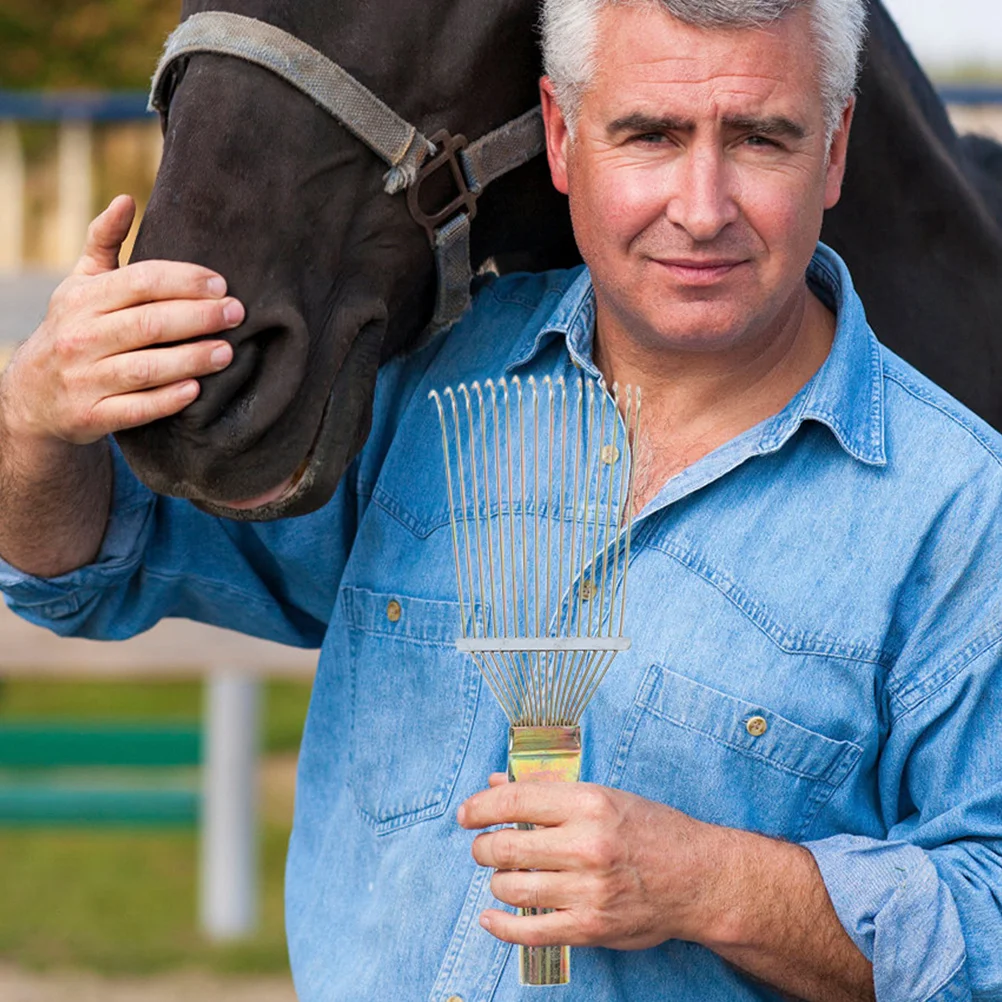 فرشاة شعر الحصان، أشعل النار للماشية والأغنام، الماشية، مشط معدني، أداة تنظيف تدليك سطح أملس، راديان معتدل