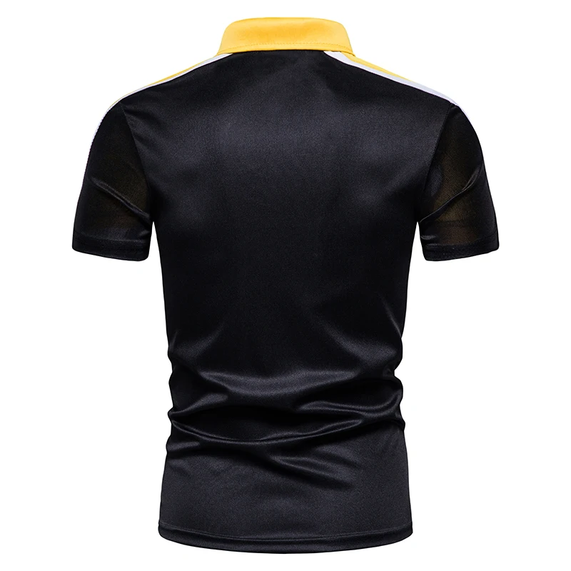 HDDHDHH Brand Printing Men\'s Slim Fit Colorblock Lapel Short Sleeve T-Shirt Polo Shirt Summer Top