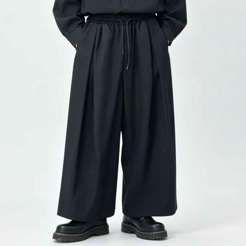 Men'S Casual Pants In Japanese Dark Style, Drawstring Wide-Leg Skirt-Pants, High-Waisted Loose Pants, Versatile Trendy Pants A94