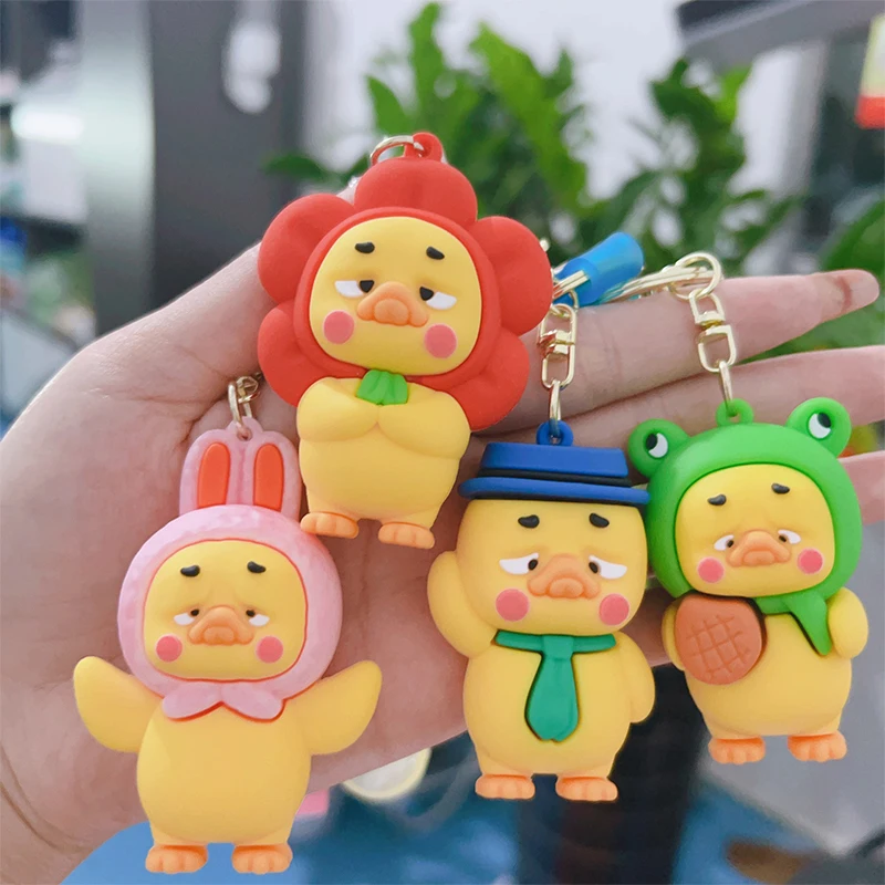 Cartoon Silicone Duck Doll Bag Key Chain Pendant DIY Jewelry Earring Garment Keychain Pendant Gift For Children