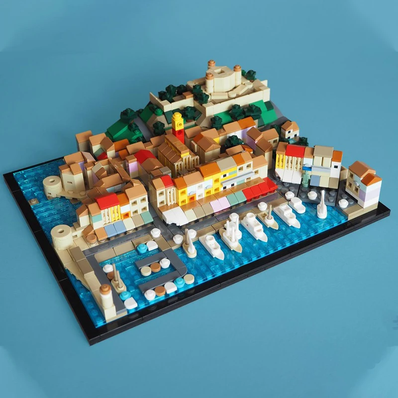 

1195PCS MOC Saint Tropez of the Ringses Coastal Town Modular DIY Building Blocks Educational Toys for Kids Birthday Gift