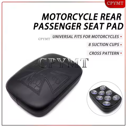 Black Rear Passenger Cushion 8 Suction Cups Pillion Pad Seat fit For Harley Dyna Sportster Softail Touring XL 883 1200