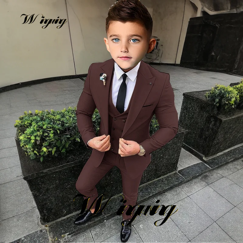 Boys Suit Jacket Pants Vest 3 Piece Set Formal Business Blazer for Kids Wedding Tuxedo 2-16 Years Custom Clothes