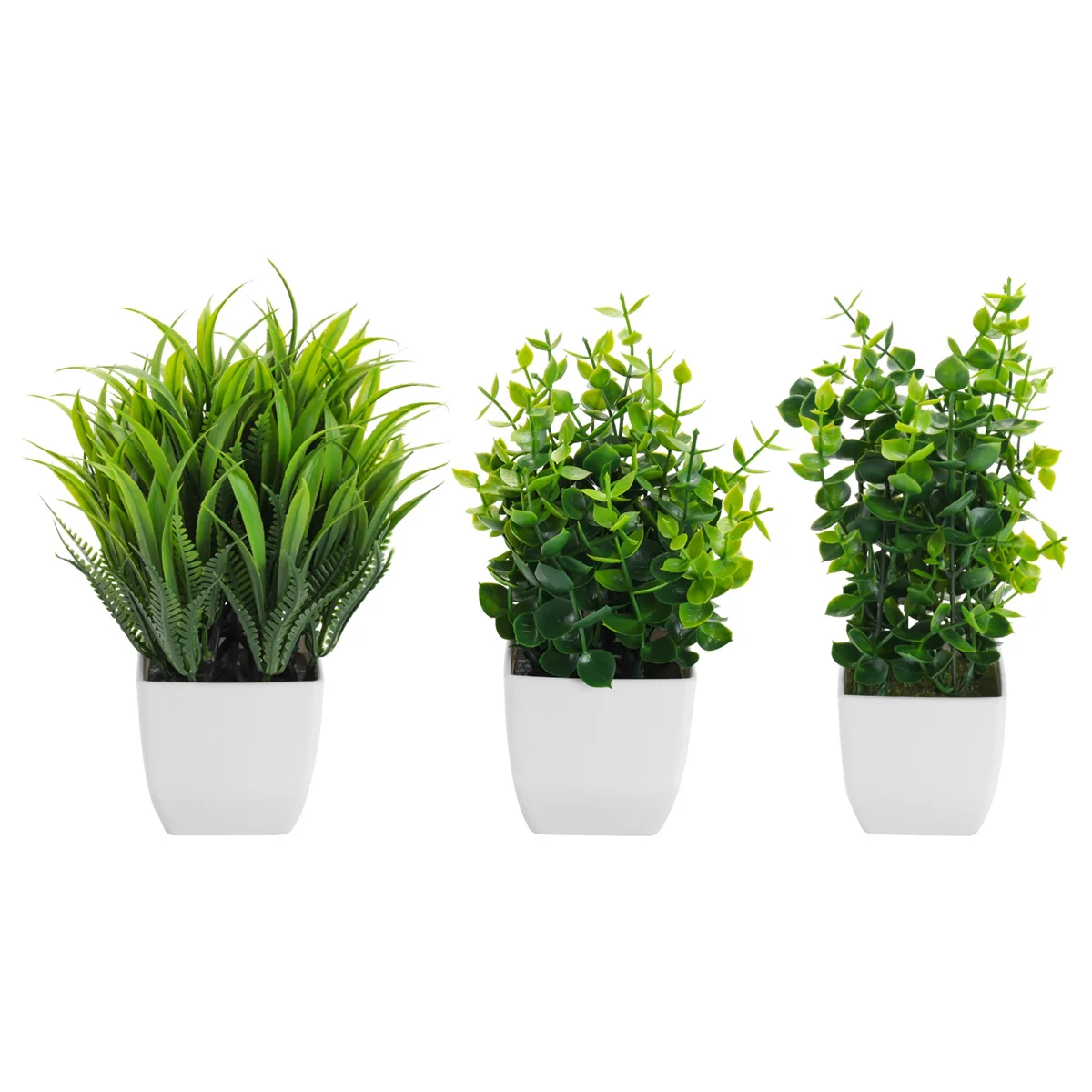 3 Pack Nepplanten In Potten Kunstmatige Eucalyptus Plant Mini Potplanten Indoor Kleine Plastic Tarwegras Struiken