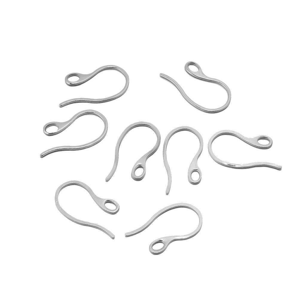 50Pcs Stainless Steel Flat Earring Hooks Ear Wires with Loop For DIY Jewelry Making  Dangle Earrings Jewelry Accessories