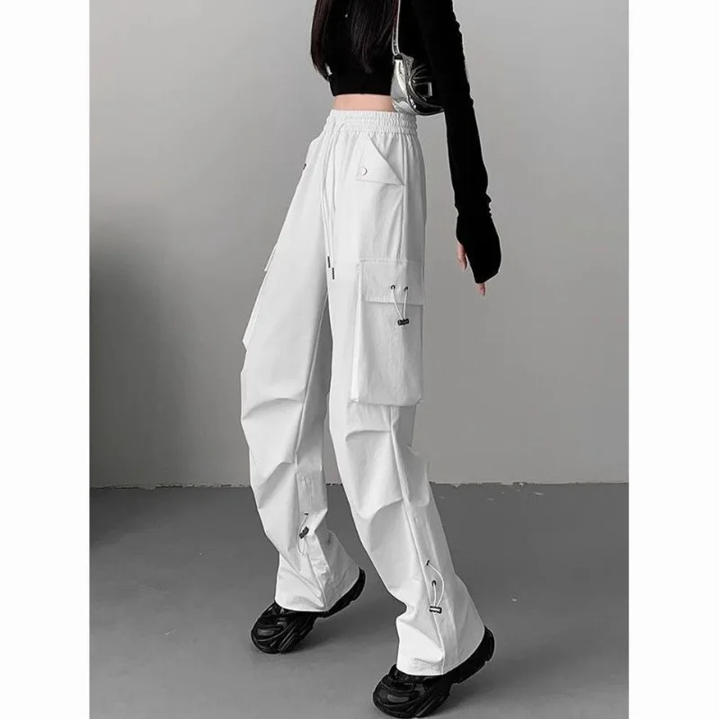 

Autumn and Winter Elastic High-waist Workwear Men's Loose Drawstring Casual Pocket Solid Color Fashion Trousers