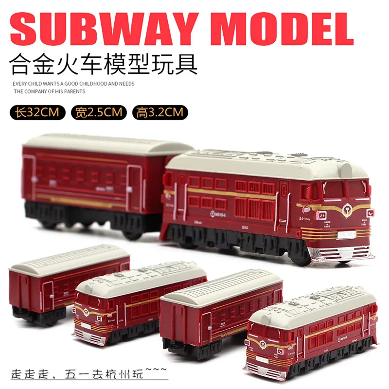 1:60 레트로 기차 모델 합금 자동차 다이캐스트 금속 장난감 모델 어린이 선물을위한 뒤로 기능 차량