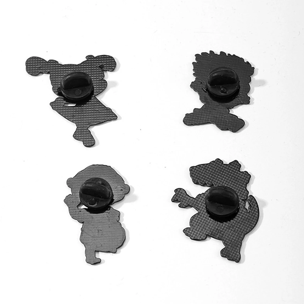 4‑Piece Retro Cartoon Enamel Pins Set, Funny Dinosaur & Classic Animation Character Lapel Brooches, Fashion Accessory for Bag view 6