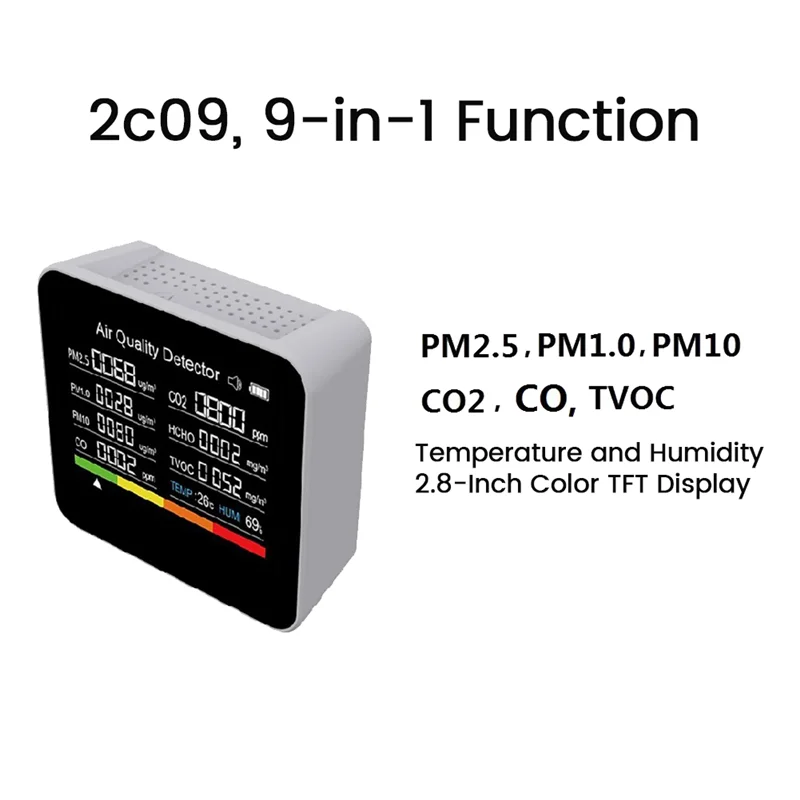 A003 1 조각 이산화탄소 감지기 TVOC HCHO PM2.5 PM1.0 PM10 온도 습도 감지