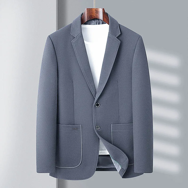 

2024 Spring Autumn Men Suit Jackets Waffler Blazers Solid Color Business Casual Suit Tops Hombre Coats High-quality Men Clothing