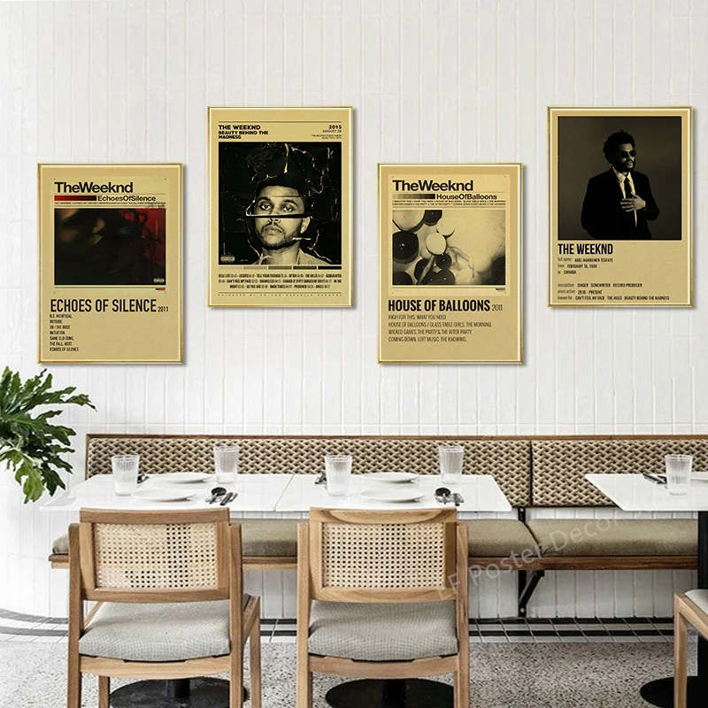 The Weeknd ملصق ألبوم الموسيقى يطبع الملصقات خمر ديكور المنزل بار مقهى غرفة الديكور ستاربوي/ثلاثية الرجعية الفن طلاء جدران #6