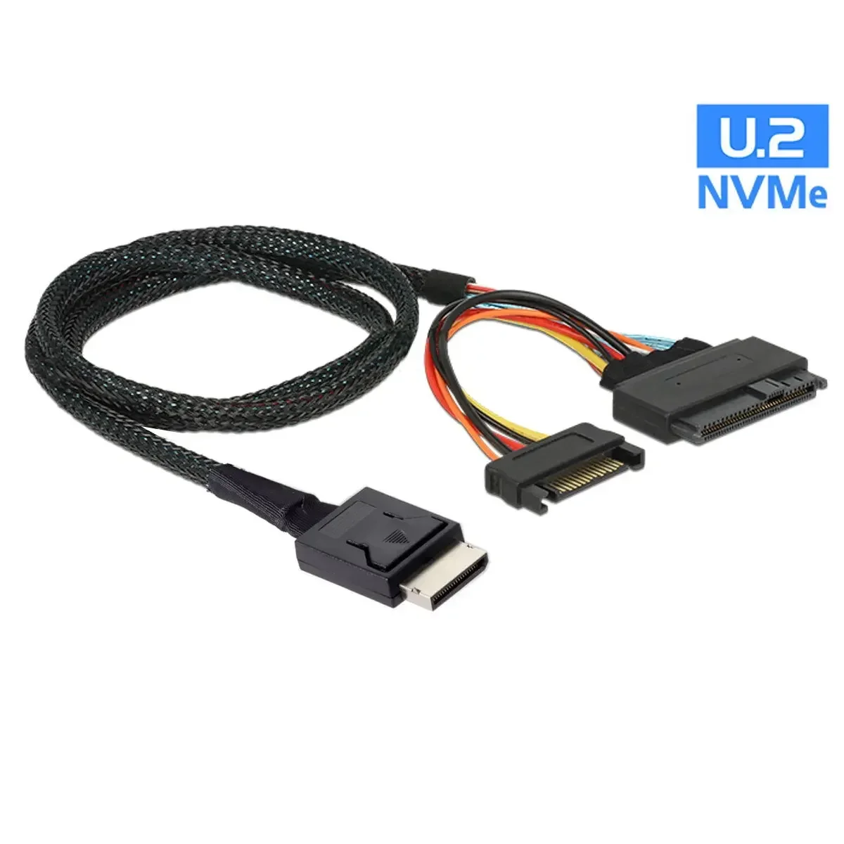 SFF-8611 Oculink Male to U.2 U.3 SFF-8639 Female NVME PCIe PCI-Express SSD Cable with SATA Power for Mainboard SSD 50cm