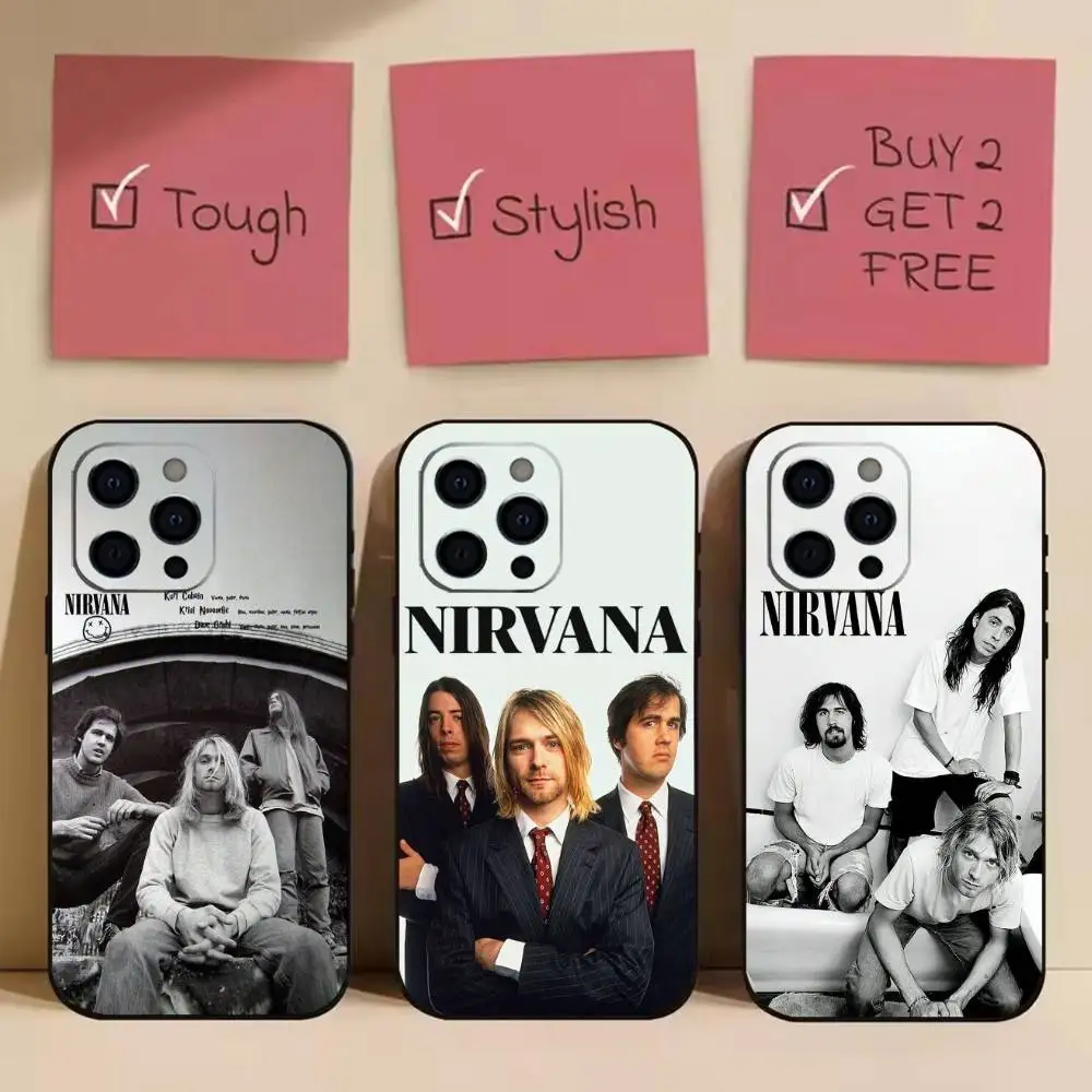 

N-Nirvana bandS Phone Case For iPhone 17,16,15,14,13,12,11 Plus,Pro,Max,XS Silicone Soft Cover