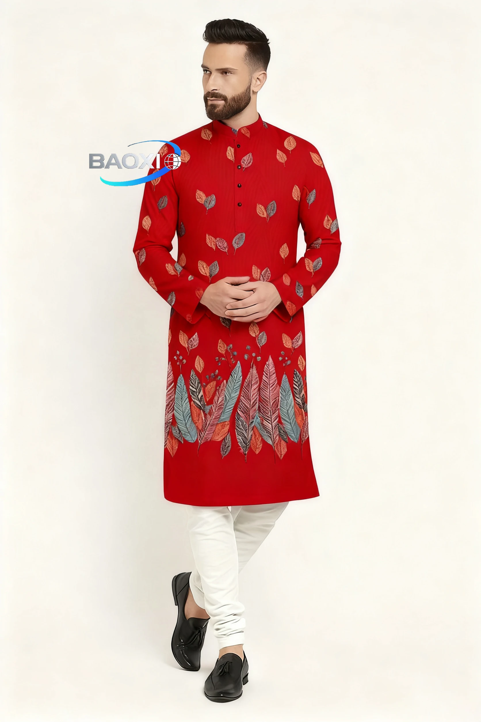 Vestaglia lunga stampata da uomo con vari modelli, kurtaasuha, vestibilità alla moda e comoda, adatta a tutte le occasioni