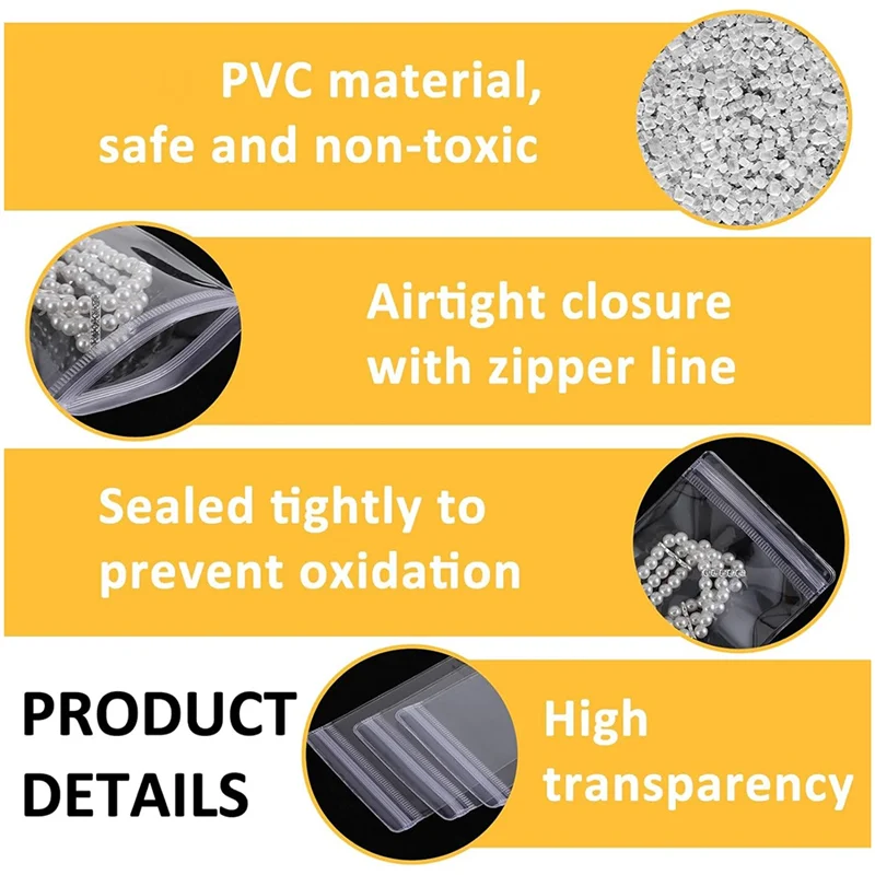 ABRB-80 Stuks Sieraden Zakken PVC Plastic Verpakking Opslag Pouch Self Seal Sieraden Pouch Rits Zak Anti Oxiderende Lock Zakjes