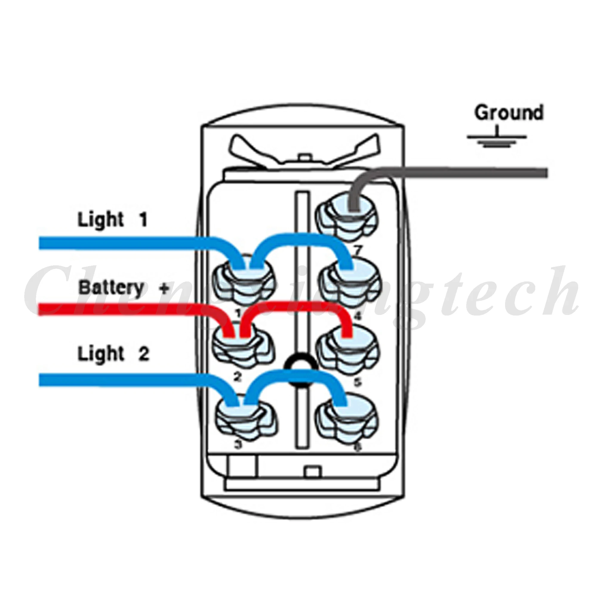 12V 20A Blue Led Auto Boot Laser Rocker Schakelaar Op Off, (On) Off, op Off Op, (On) Off Op, (On) Off (On) Waterdichte IP68