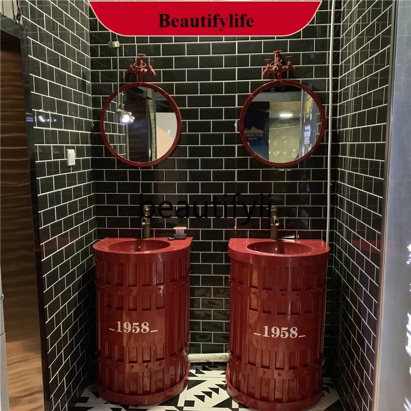 

B185 Wrought iron industrial wind wash basin personalized wash basin retro wash basin bar