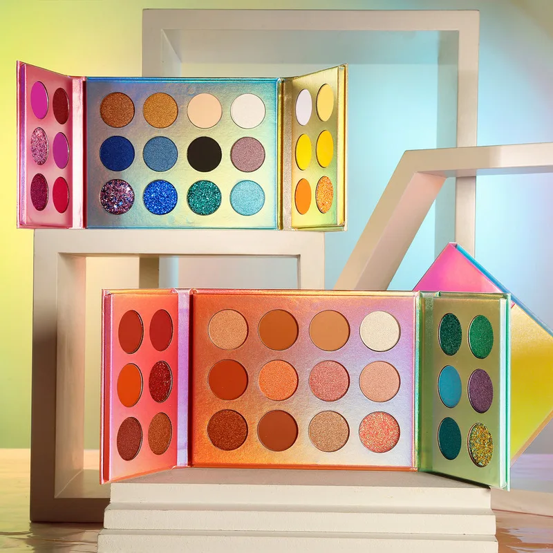 

24-цветная и 36-цветная палитра теней для век, многофункциональные двухдверные складные смешанные тени для век