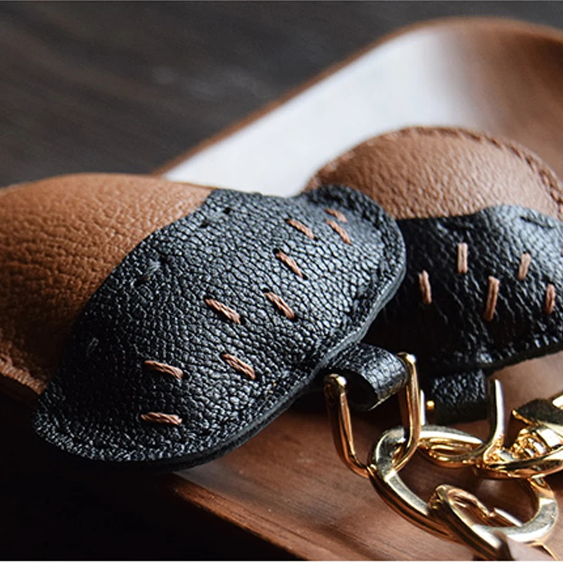 Handmade Leather Acorn Bag Charm Key Ring Purse Bag with Gift Box