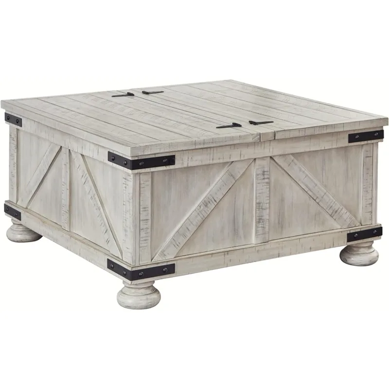 Signature Design by Ashley Carynhurst Casual Cocktail Table with Storage, Whitewash