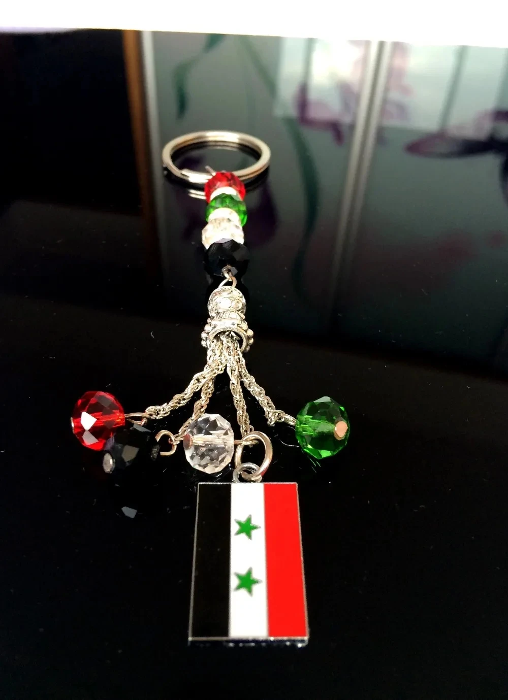 2PCS/lot Syria Flag Keychain Jewelry Necklace Car Hanging T Shirt Phone Case Wedding Festival Gift