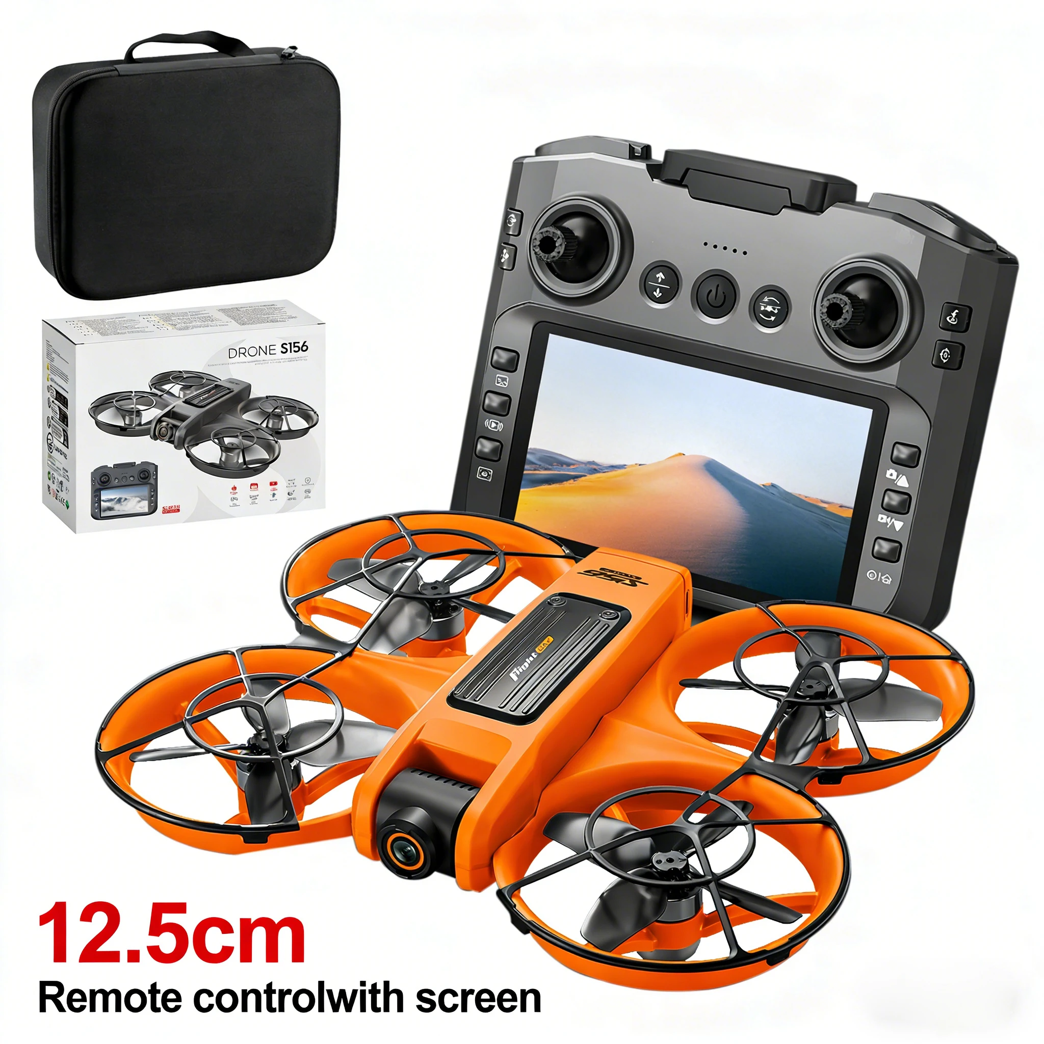 S156 RC Drone 2.4G High-Definition Dual Camera 12.5cm With Screen Remote Control Brushless Motor Obstacle Avoidance Quadcopter
