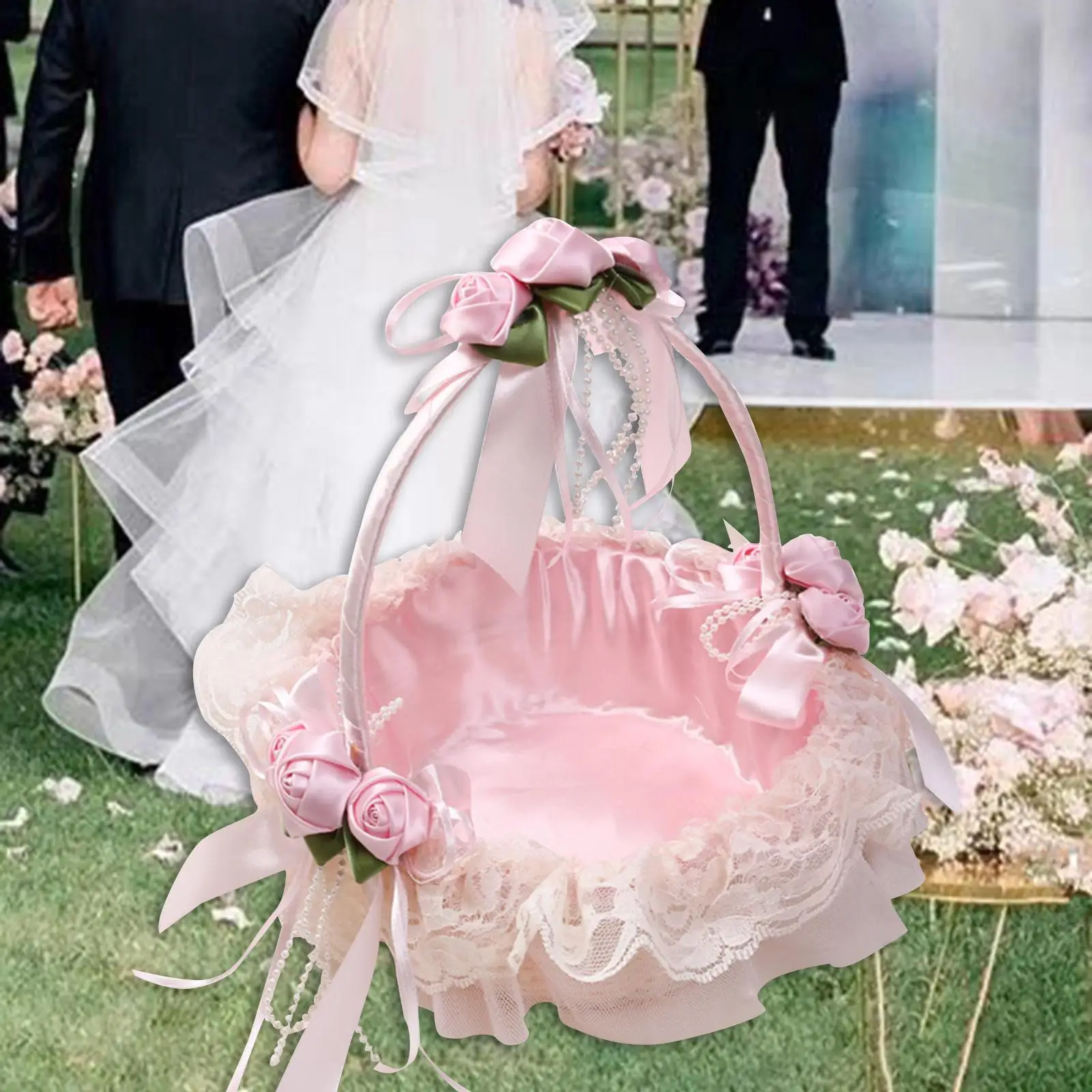 Cesta De Flores De Renda Para Menina, Acessórios Nupciais, Celebração De Casamento, Cerimônia De Dama De Noiva, Festas De Casamento, Enfeites