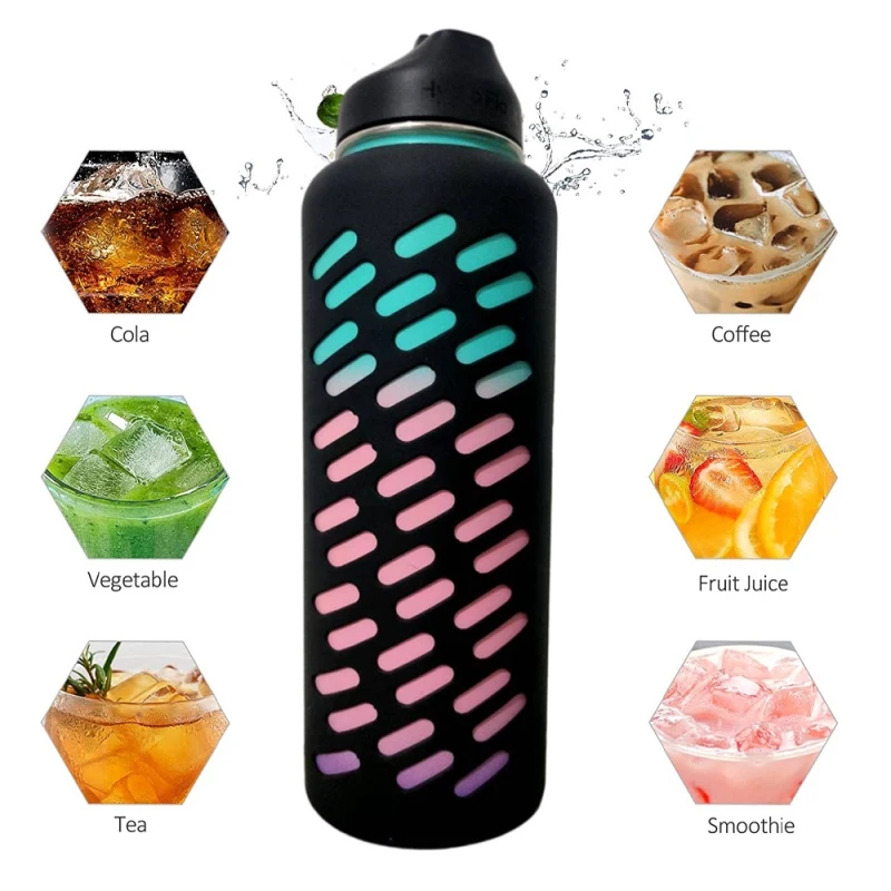 17.5-24cm Silicone Protective Sleeve For Straight Cup Glass Milk Bottle Cover Minimalist Vacuum Cup Set Water Bottle Accessories