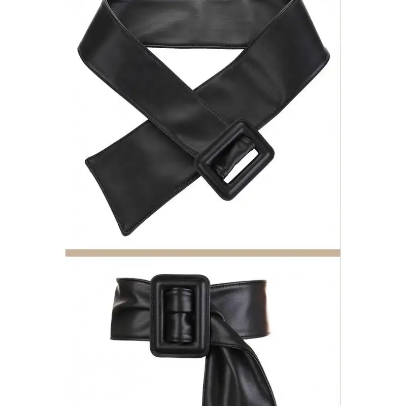 

65CM X 106CM PU Leather Women Belt Genuine Cover Waist Coat New Simple All Match Ins Wide Decorative Skirt Waisted Fashionable