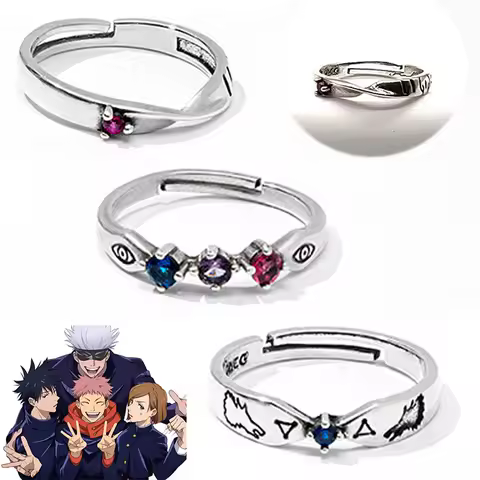 Anime Jujutsu Kaisen Fashion Rings Satoru Gojo Geto Suguru Fushiguro Toji sliver Adjustable Ring Cosplay party Accessories