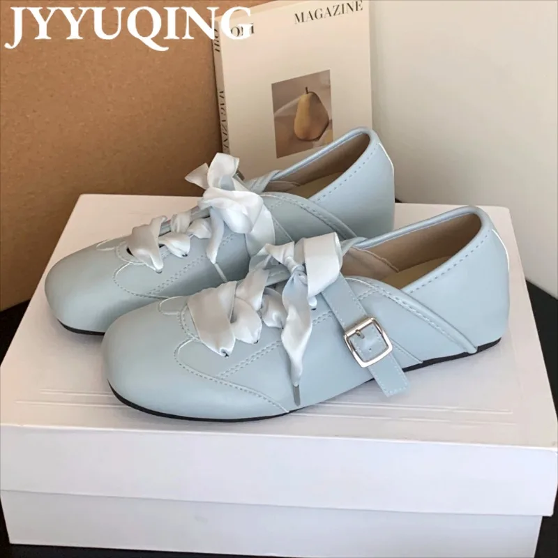 

Flats Sneakers for Women Casual Shoes Marie Janes Square Toe Loafers Summer New 2025 Brand Running Shoes Lace-Up Sandalias Mujer