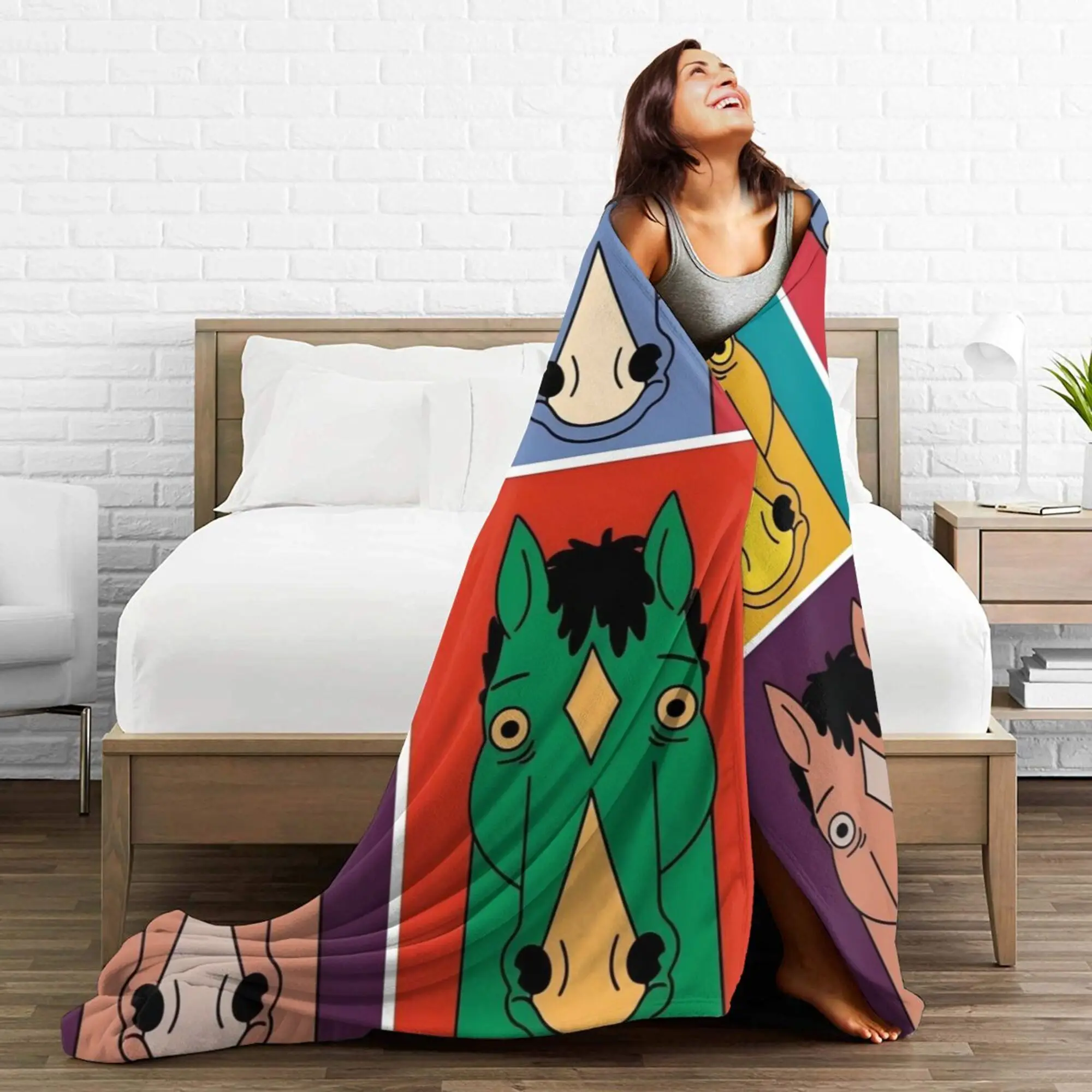 Cozy Flannel Throw Blanket with Colorful Pony Design - Perfect for Couch, Office, and Travel - Versatile All-Season Gift Blanket