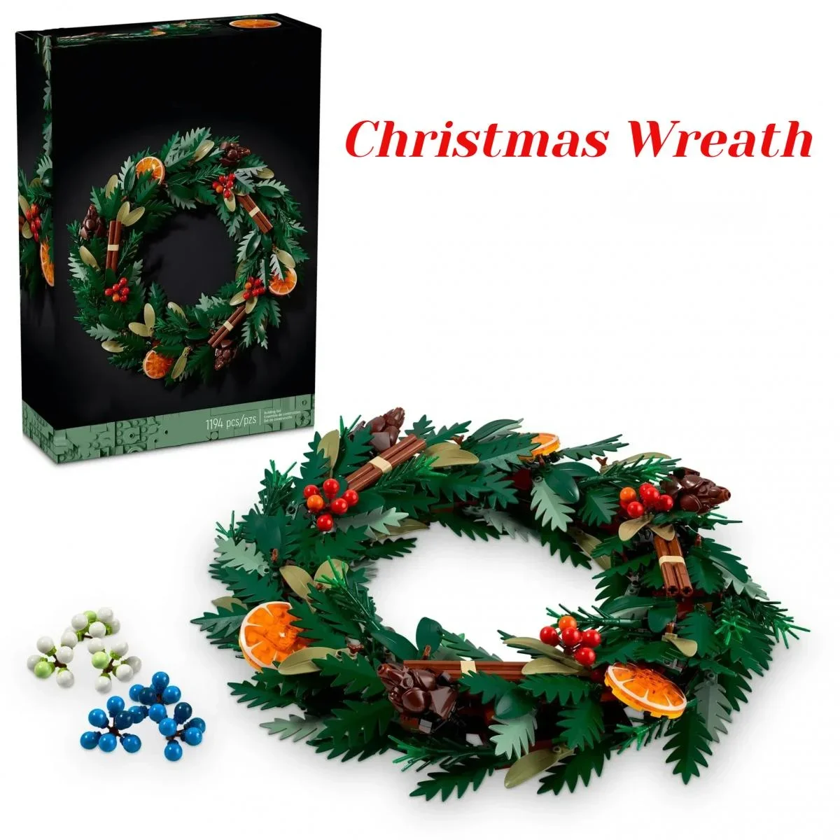 Creative ICONS Christmas Wreath Botanicals 10340 Building Blocks Seasonal Showcase Model Bricks Toys Christmas Gift for Kids