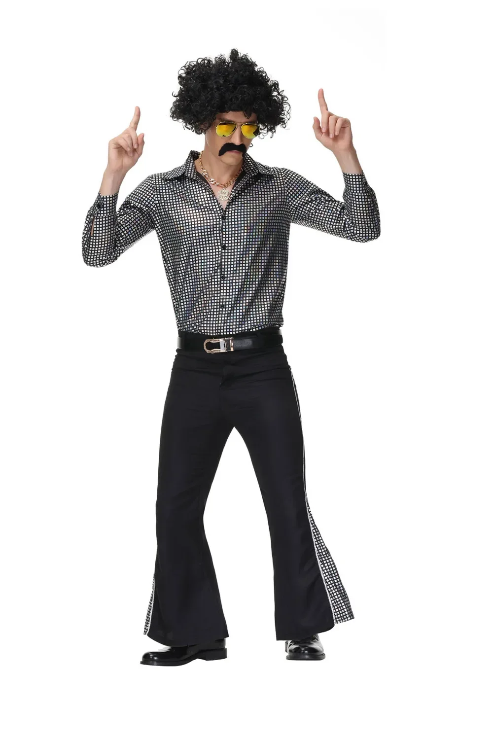 Disfraz de Cosplay Retro Hippie de los años 70 para hombre, traje de ropa de discoteca Rock para adultos