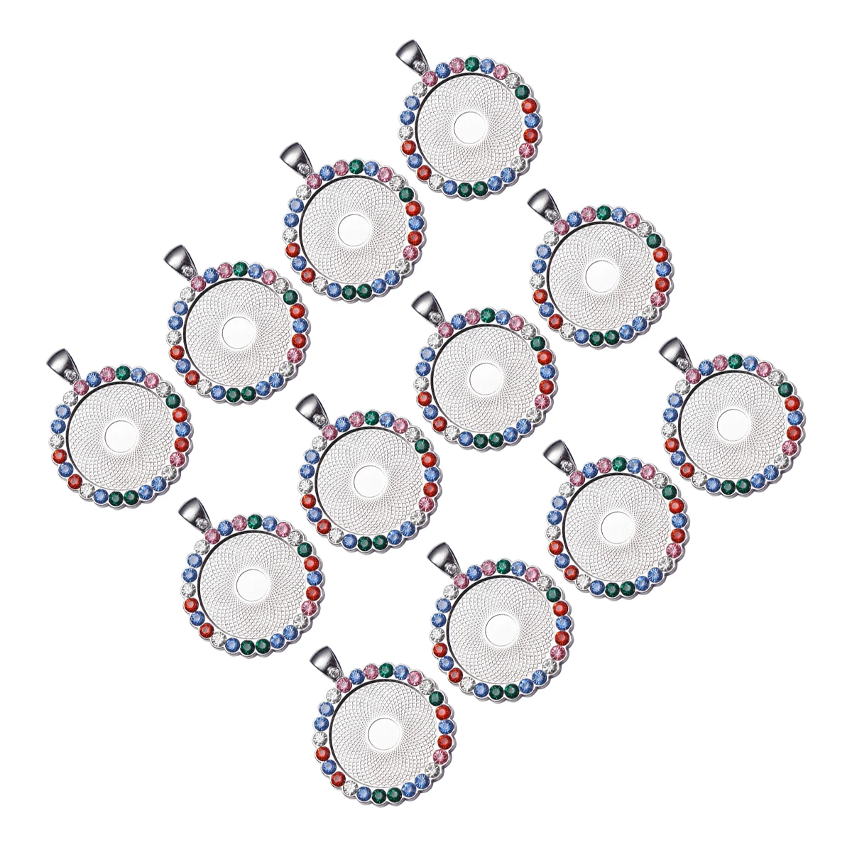 

12pcs Round Rhinestone Pendant Parts Shining Alloy Jewelry Accessories Diy Home Decoration For s Adults Durable Glossy Black
