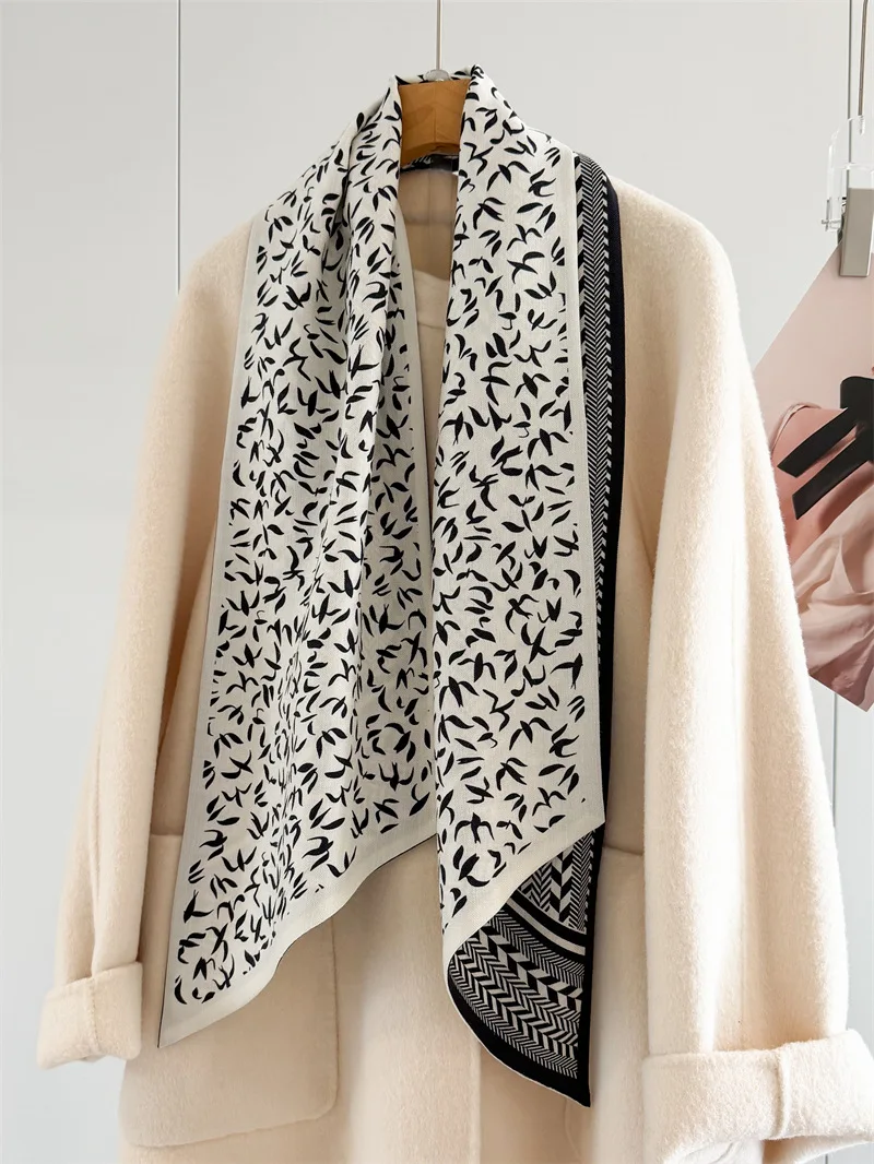 

Двухслойный двусторонний шелковый шерстяной шарф, новый осенне-зимний легкий роскошный универсальный диагональный длинный шарф в корейском стиле