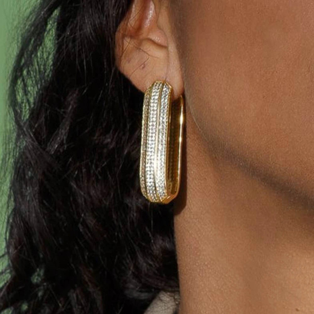 2025 New Listing Full of High-Quality Shiny Zircon Earrings Fashion Charm Female Geometric Earrings Jewelry.
