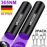 2PCS Mini 365nm 3W Portable Purple UV LED Flashlight Detector Lamp Rechargeable Pet Urine Detection Fluorescer Scorpion
