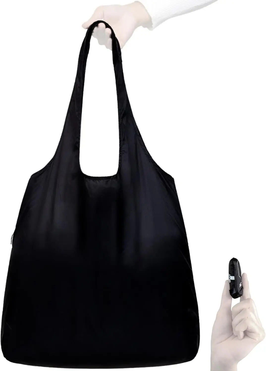 

Сверхлегкая складная сумка-тоут для путешествий и покупок, многоразовая компактная сумка для продуктов, черная.